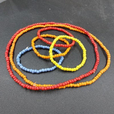 Lot Seed Bead Stretch Necklaces & Bracelets Orange White Turquoise Boho