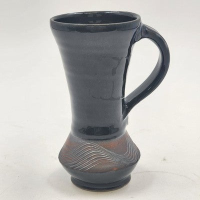 Studio Pottery Coffee Mug John Scott Crafted Tea Cup 5.75" Cobalt Black Vintage