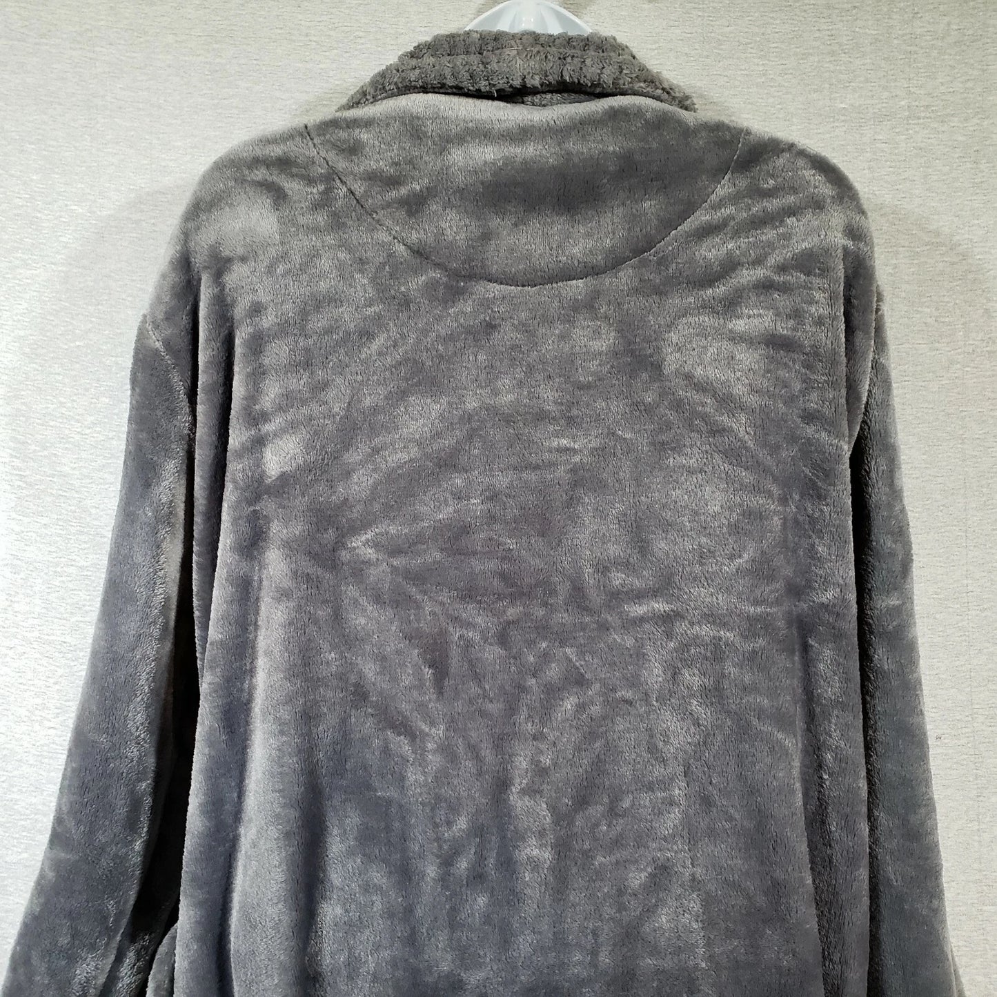 Women’s Fleece Bathrobe Turquaz Plush Soft Warm Gray Size Medium Waffle Trim NWT