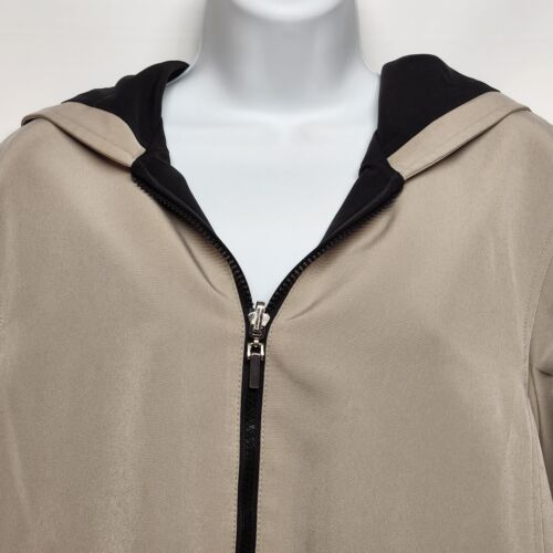 Fleet Street Reversible Women's Hooded Coat Beige/Black Full Zip Size Medium