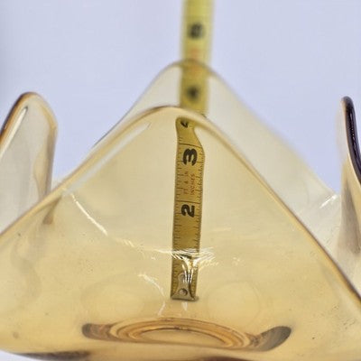 Viking Art Glass Bowl Amber Epic Loop Ruffled Pinched Candy Trinket Dish 6" MCM