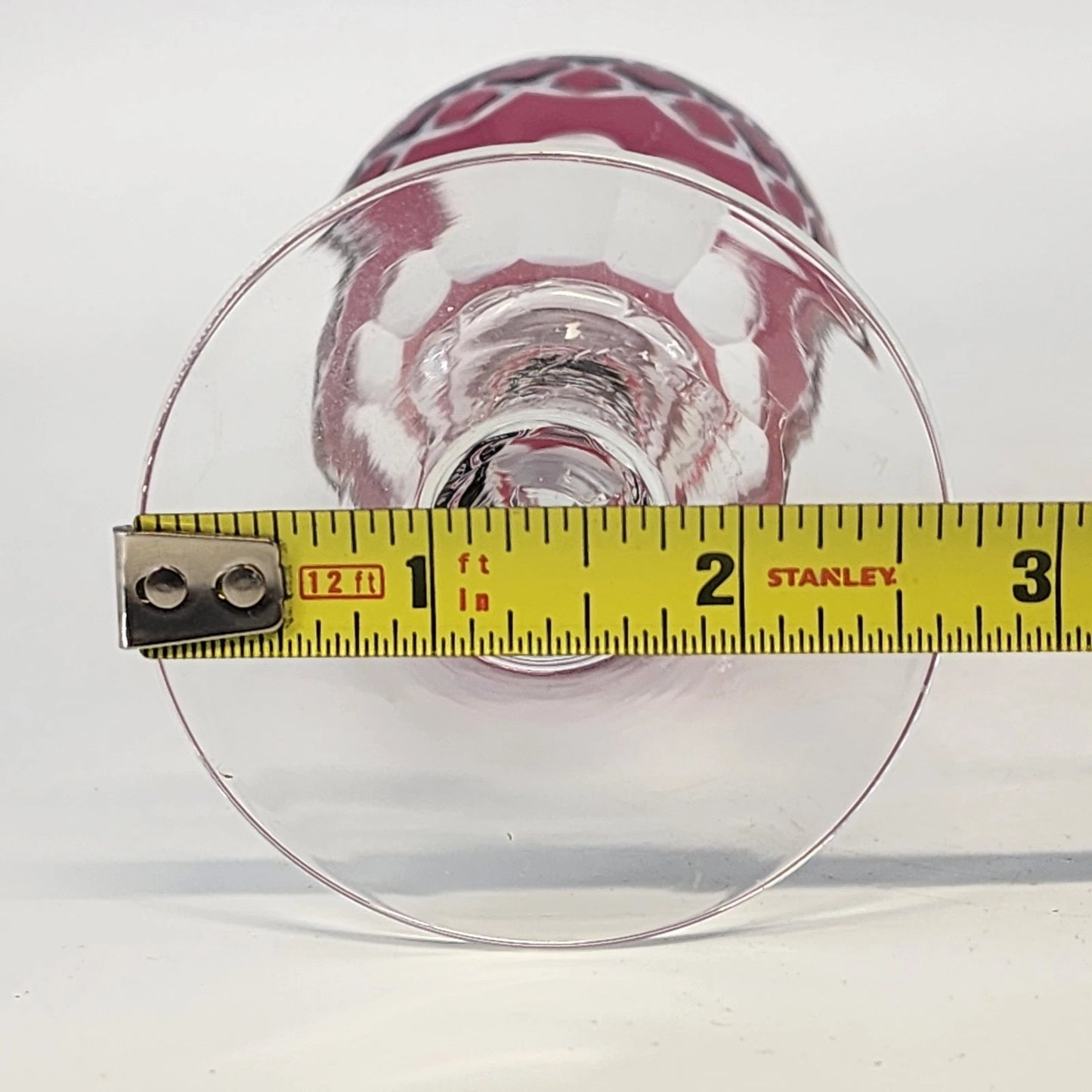 Ruby Cut to Clear Wine Glasses Set 2 Bohemian Hock Diamond Cut 6.75" Vintage
