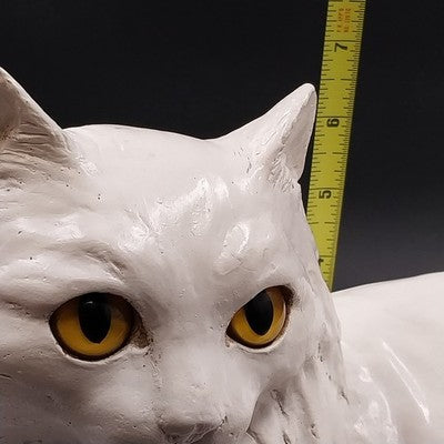 HOMCO 1147 Large White Persian Cat Kitty Statue Yellow Glass Eyes 1980’s
