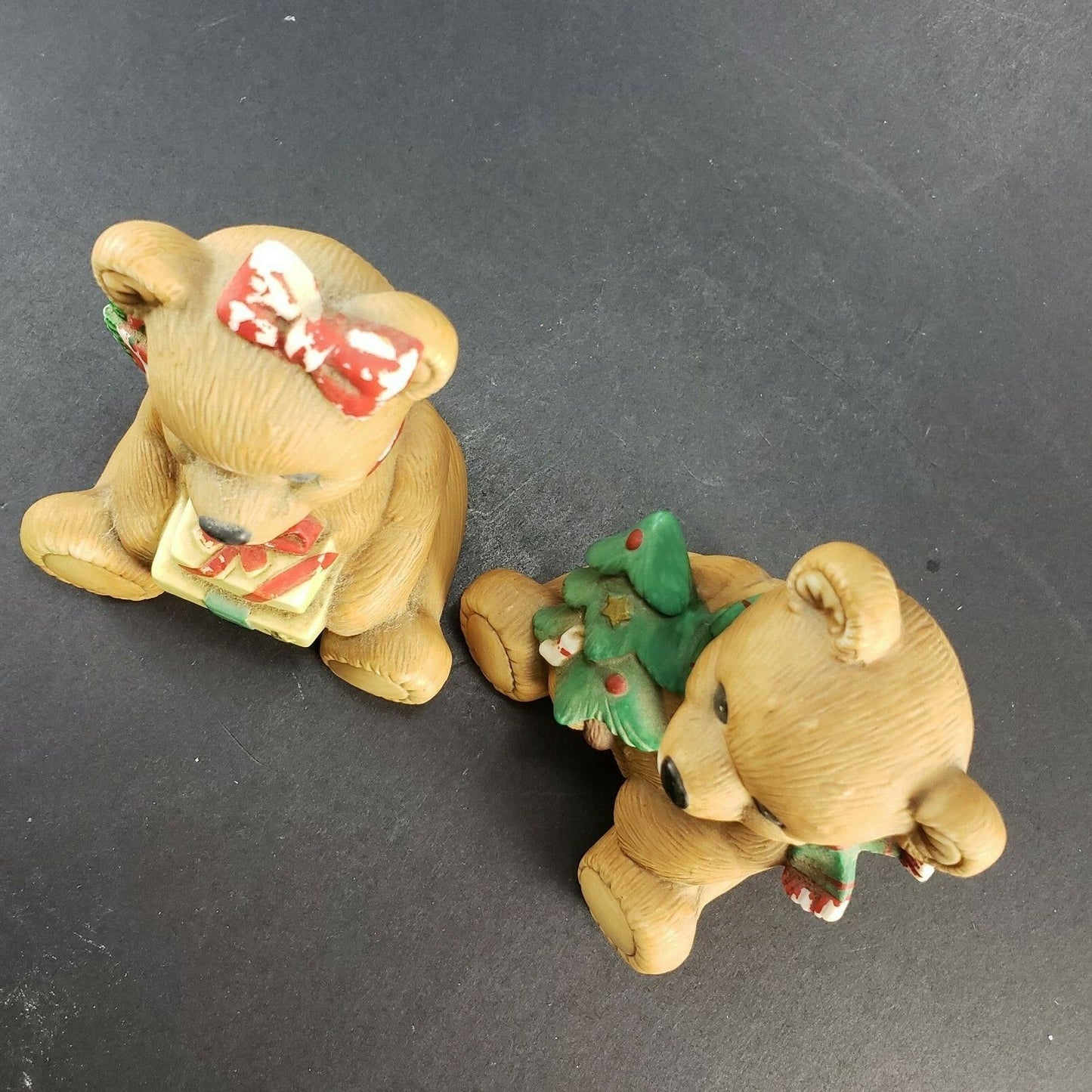 Vintage Homco 5104 Christmas Bears Porcelain Boy & Girl Figurines 4" Tall Taiwan