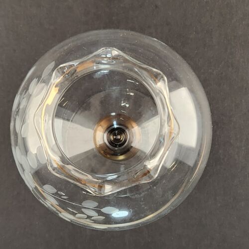 Clear Globe Vase Floral Etched Glass Pedestal Scalloped Gold Trim Vintage 8"