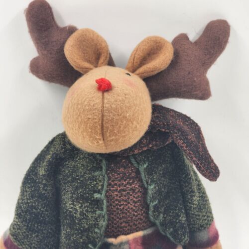 Christmas Plush Well Dressed Moose Shelf Sitter 20" Long Antlers to Hoof No Tags