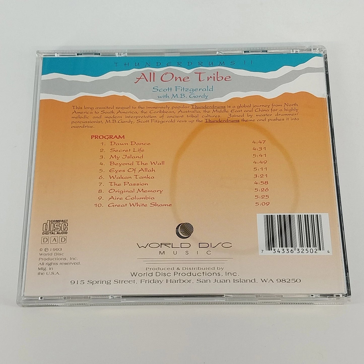 Scott Fitzgerald All One Tribe CD 1998 M.B. Gordy Thunderdrums II World Music
