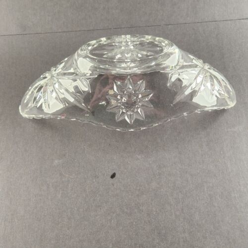 Clear Glass Starburst Design Oblong Candy Nut Dish by Anchor Hocking Vintage