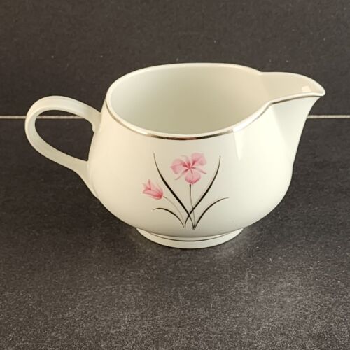 Creamer Caprice China Pattern by Easterling 4" x 3½" h Floral with Silver Trim