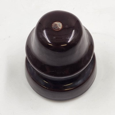 1953 Dark Brown Ceramic Porcelain Insulator 3.5" Tall x 3.25" Wide