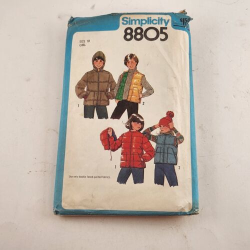 Simplicity 8805 Girls Vintage Sewing Pattern Jacket Vest Hood 70s