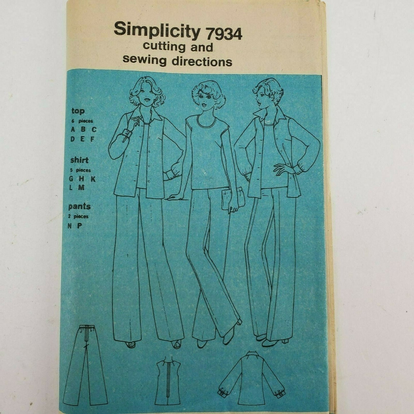 Simplicity Printed Sewing Pattern 7934 Women Top Shirt & Pants 16½ 18½ Vintage