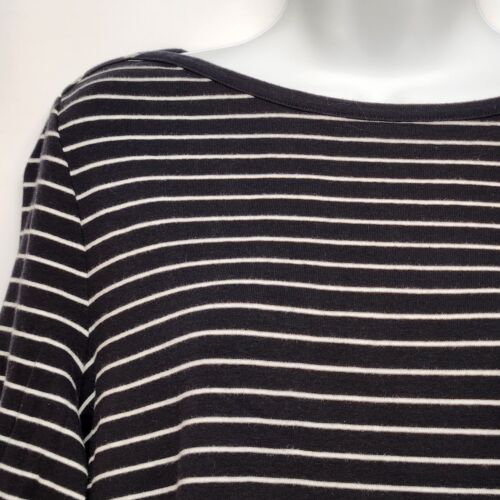 Studio Works Women Cotton Black and White Striped Half Sleeve Shirt Size XL