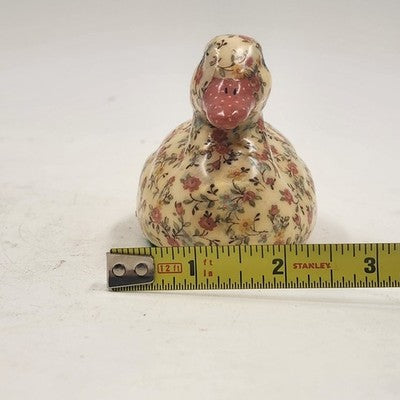 Small Duck Decoy Floral Decoupage Display Felt Base Decorative Porcelain 5” x 3"