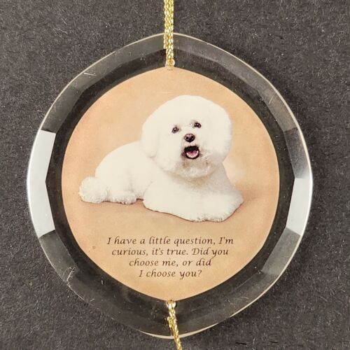 Danbury Mint Bichon Frise Glass Ornaments CHOOSE ME & BEST FRIENDS 2½" tall