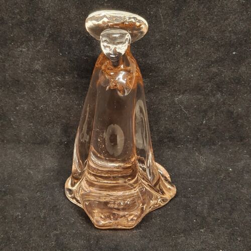 ICET Murano Pink Virgin Mary Madonna Kneeling Glass Figurine Handblown 4.5" Tall