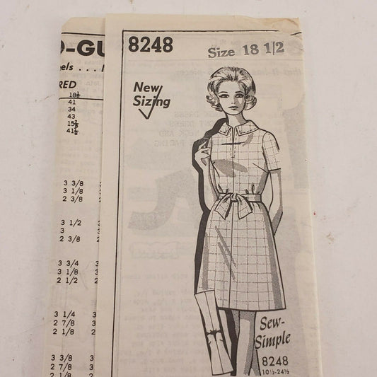 Unprinted Pattern 8248 Size 18½ Dress Vintage Mail Order Sewing Pattern Cut