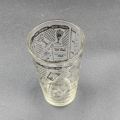 Irvinware Cocktail Mixer Shaker Glass w/ 1950s Drink Recipes USA Barware Vtg