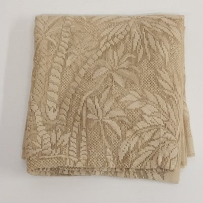 Gold Beige Lace Fabric Tablecloth Cover with Palm Tree Design Motif 34" Square