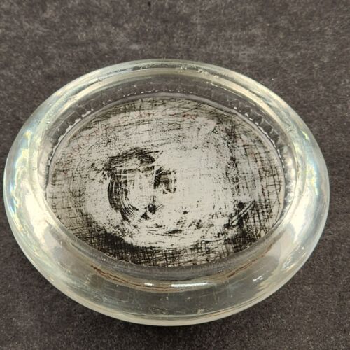 La New Home Sewing Machines Domed Glass Advertising Paperweight 3.5" Vintage