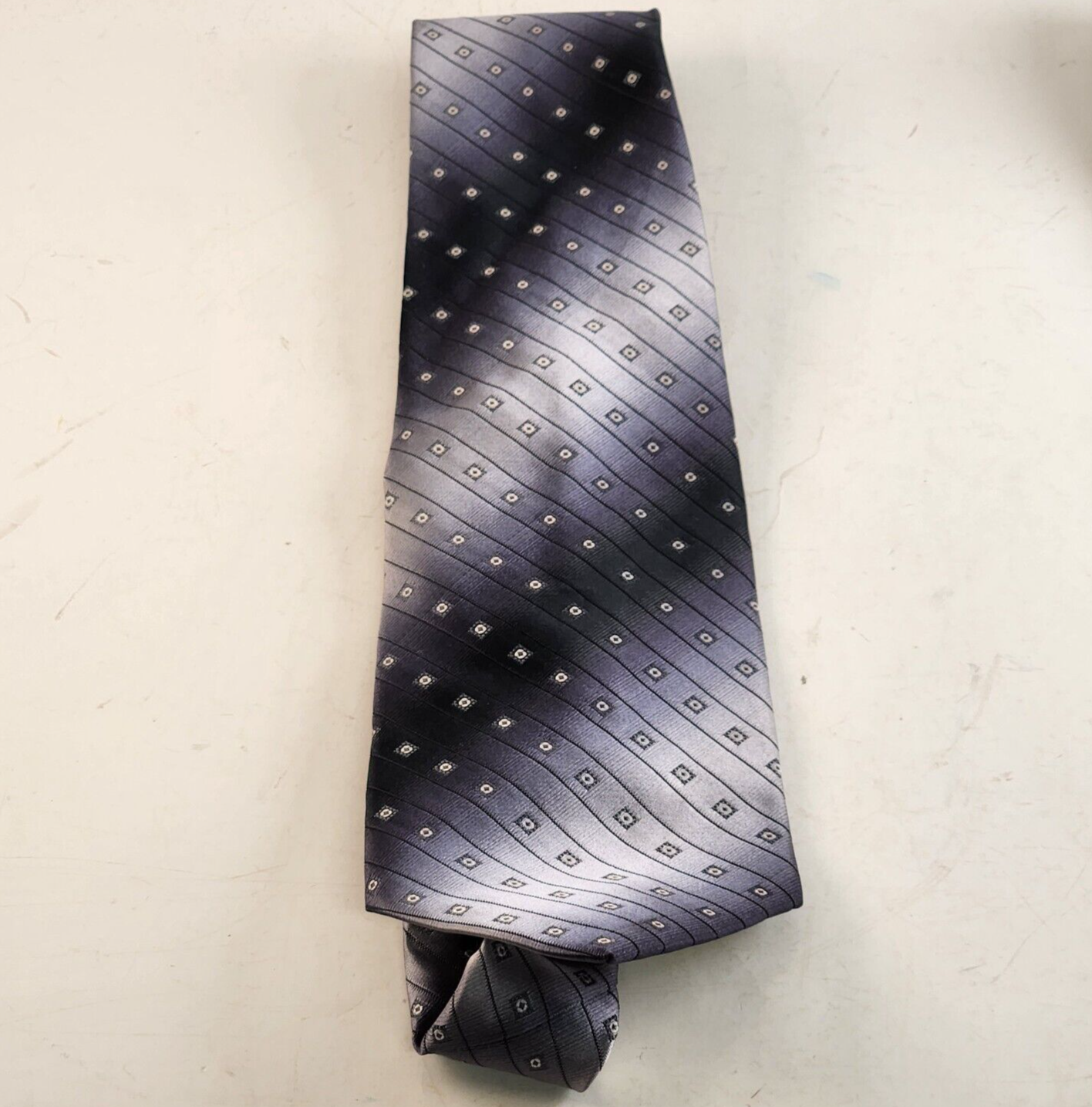 7 Pc Men's Ties 1980s 1990s Necktie Vintage Modern Silk Blowns Grays Print Solid