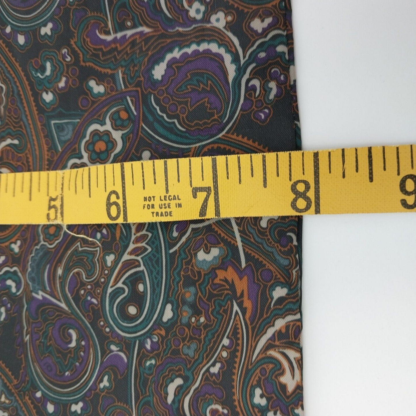 Brown Purple Silk Blend Paisley Scarf with Floral Flower Motif Pocket Hanky 8x5"