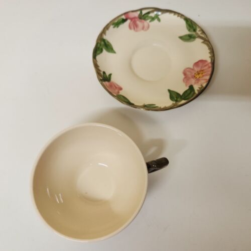 Flat Cup & Saucer Set Franciscan China Desert Rose Pattern USA Oven Safe Vintage