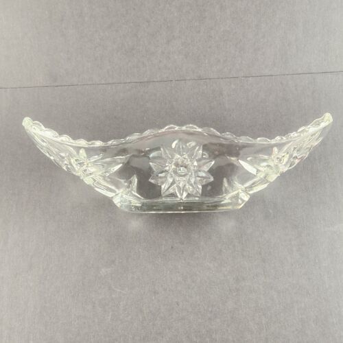 Clear Glass Starburst Design Oblong Candy Nut Dish by Anchor Hocking Vintage