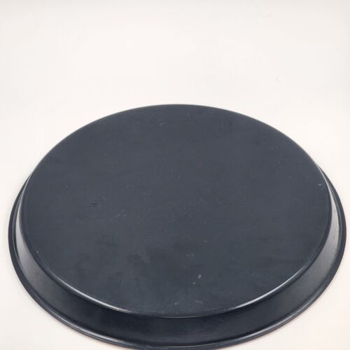 Hard Plastic Round Tray 13” Color Floral Cart Japan Black with Orange Trim Vtg