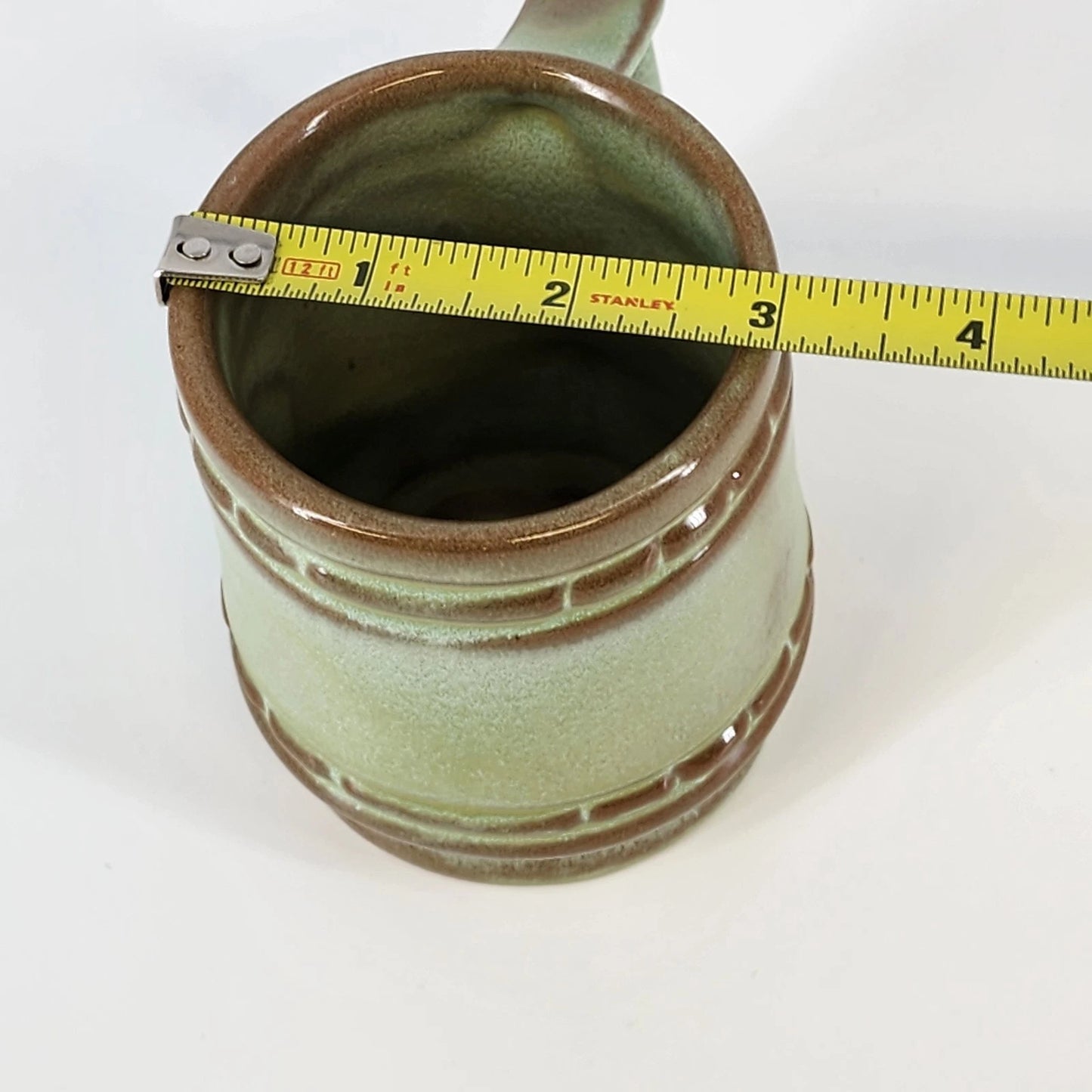 Frankoma Pottery C10 Mayan Aztec Desert Green Gold Coffee Mug Oklahoma Art 4"x3"