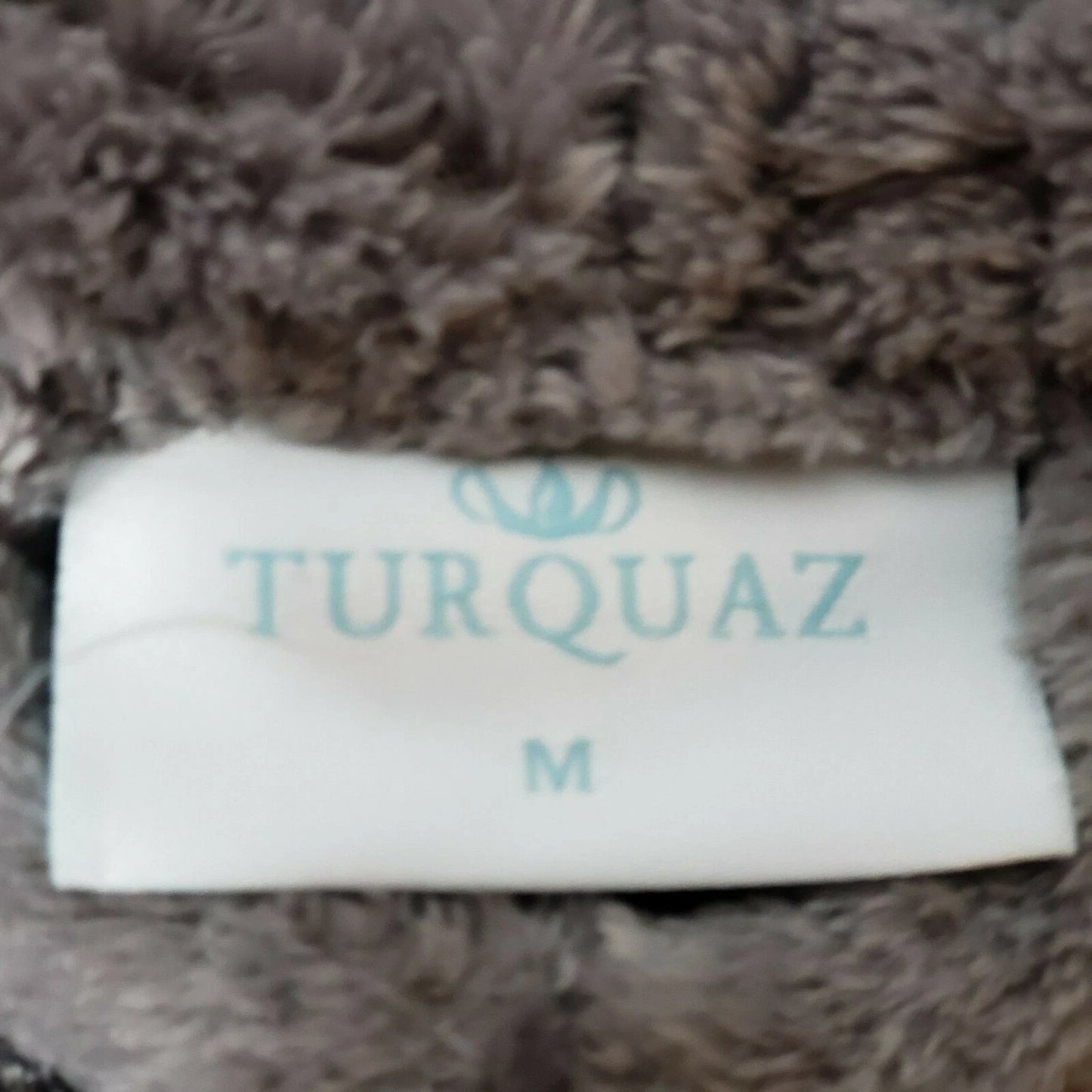 Women’s Fleece Bathrobe Turquaz Plush Soft Warm Gray Size Medium Waffle Trim NWT