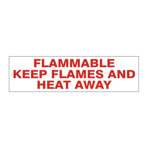 FLAMMABLE KEEP FLAMES AND HEAT AWAY Decal Vinyl Press On Adhesive Pressure Sensitive 2.25" x 9" Safety Sign PD-2686