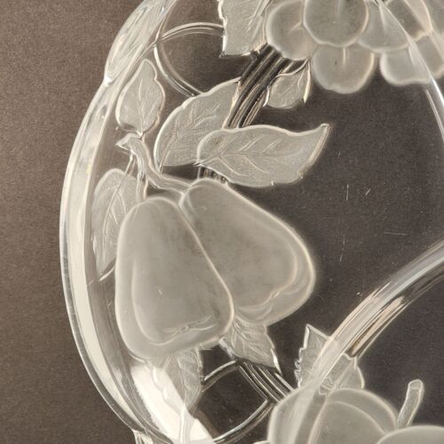 14" Sango Victoria & Beale 3-Part Clear Glass Platter Forbidden Fruit Pattern