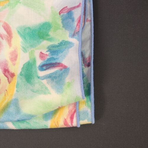 Multicolor Floral Design Pattern Linen Tablecloth 82 x 58 inches Vintage