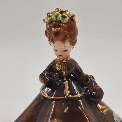 Lady in Brown Dress Josef Originals Porcelain Morning Noon & Night Series 5.5”