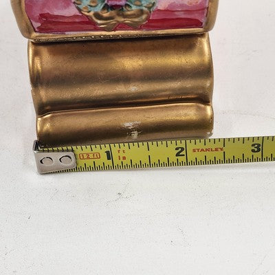 Mr. Christmas Hinged Gold Sleigh w/ Tree Music Box Ornament Ceramic 4.5"