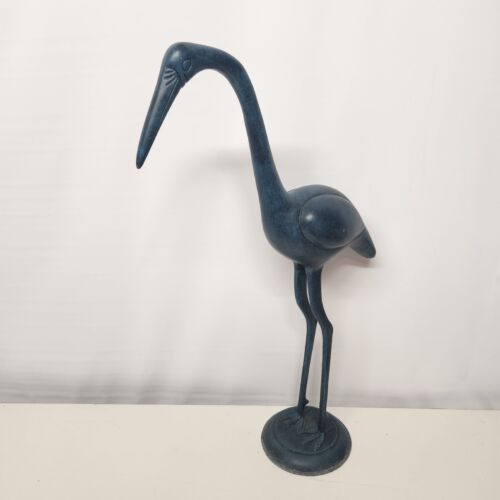Blue Heron Crane Figurine 21" Tall Bird Statue Coastal Garden Patio Decor