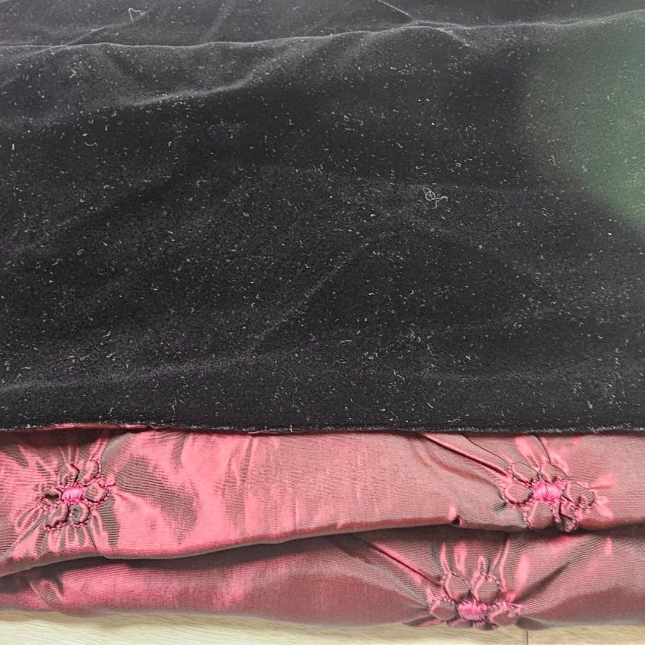 Reversible Velvet Table Runner 60" Maroon Black Diamond Quilted Luxury Holiday