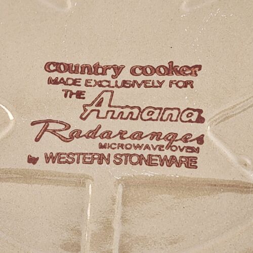 Amana Radarange 4 Qt Country Cooker Western Stoneware Amber Glass Lid