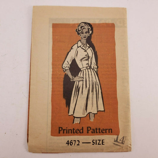 Printed Pattern 4672 Size 14 Vintage Mail Order Sewing Pattern 1960s Dress Cut