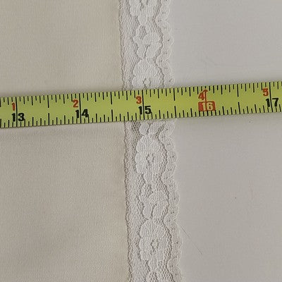 Set of 8 Dinner Napkins in Light Beige Cream w White Lace Edge Trim Linen 15.5"