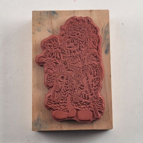 Lot of 3 Holiday Themed Pattern/Design Wooden Mounted Rubber Stamps Vintage