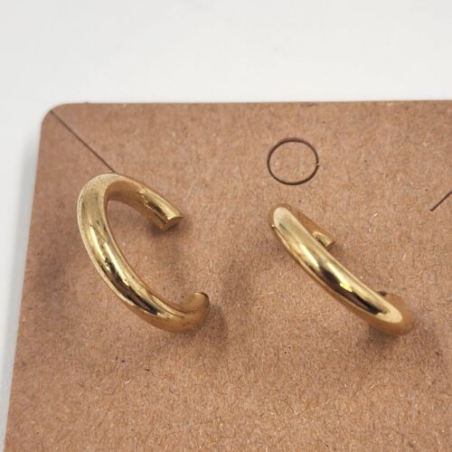 Gold Tone Hoop Earrings Lot 2 Pairs Rope Chain & Shiny Round Butterfly Closure