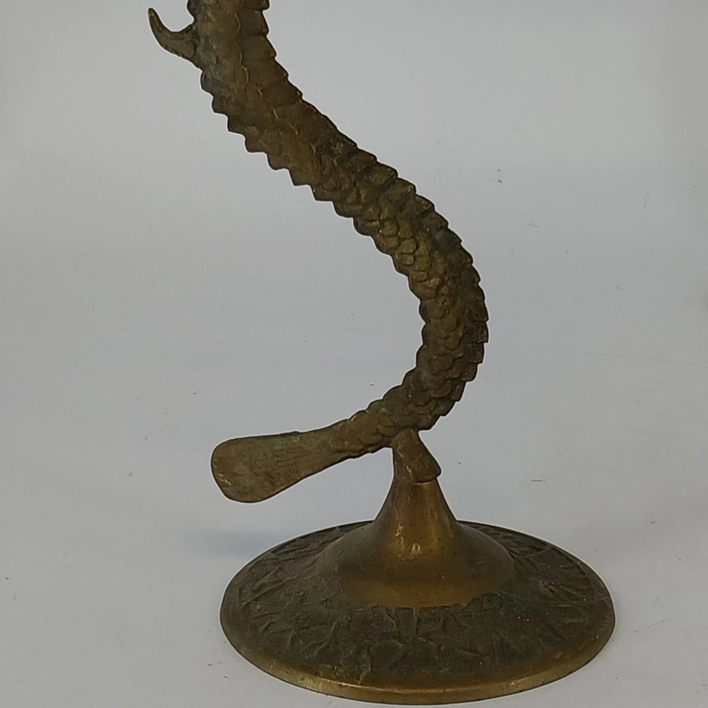 Vintage Brass Dragon Serpent Candlestick Holders Pair Korea