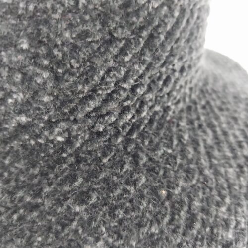 Knit Hat Black Grey Womans Fuzzy Nubby Bucket David's Vintage Headwear Medium 7"