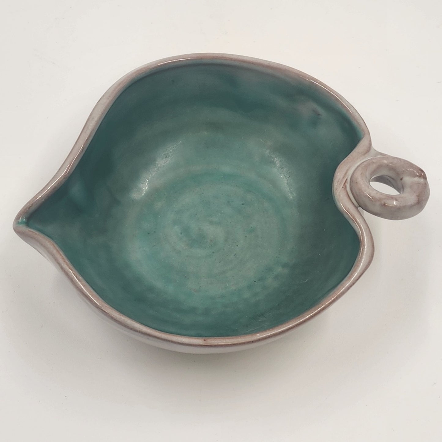 Stangl Pottery Candy Leaf Dish Turquoise Inside Gray Outside No 3787 MCM USA
