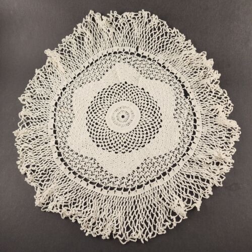 3 Vintage Crochet Lace Doily Table Linen Round Oblong White Cream 15" 12", 15x9"