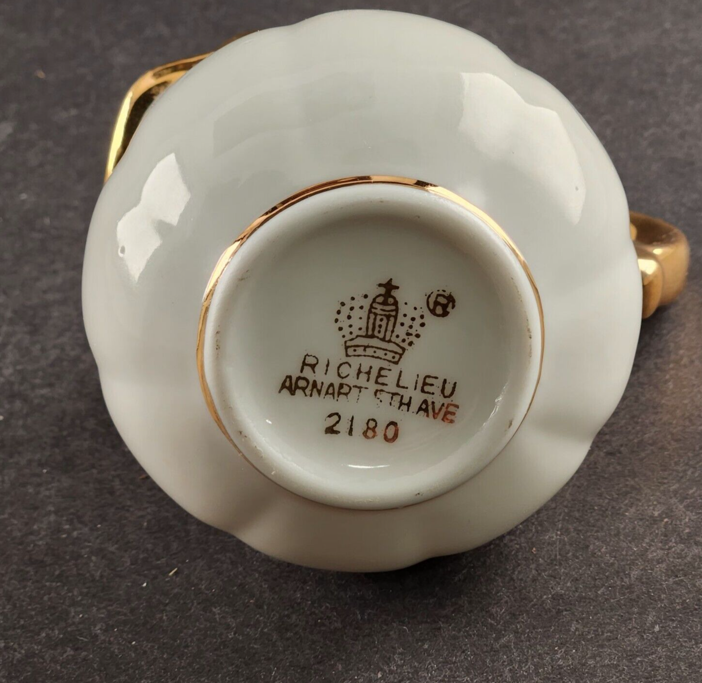 Richelieu 2180 White Mini Creamer Pitcher Gold Gilt 3.5" Made In Japan