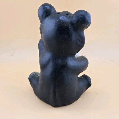 Bear Trash Can Salt Pepper Shakers Plastic Stopper Japan Chalk Ware Ceramic 4.5"