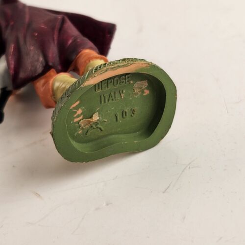 Hollow Chalkware Fontanini Bagpipe Playing Shepard Figurine Depose Italy Vintage